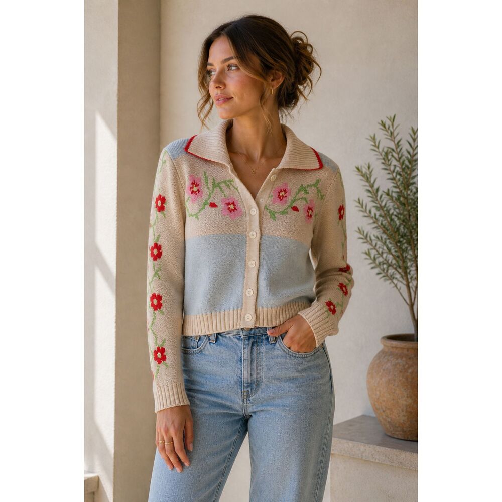 CALLAHAN‎ Teagan Floral Cardigan Medium